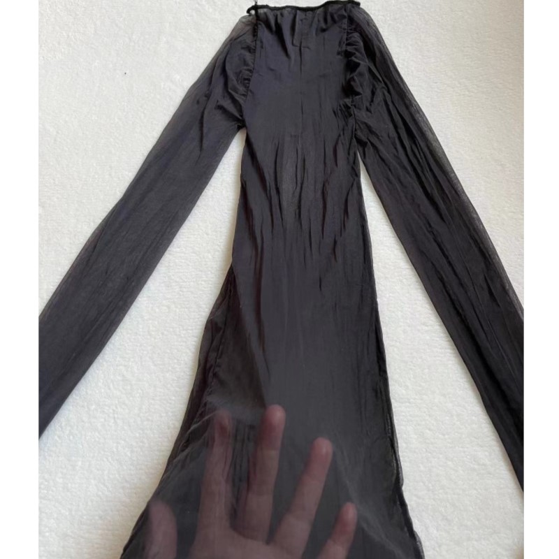 Sexy Mesh Sheer Bodycon Dress - Bodystockings transparents et lisses, sexy, extensibles,