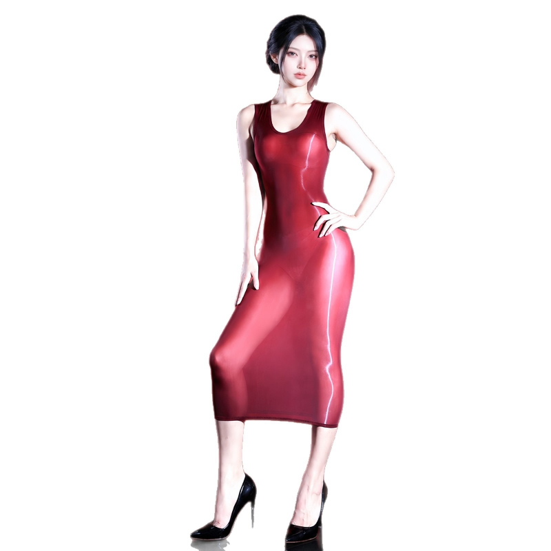 Sexy Mesh Sheer Bodycon Dress - Robe sexy pour femmes, sans manches,