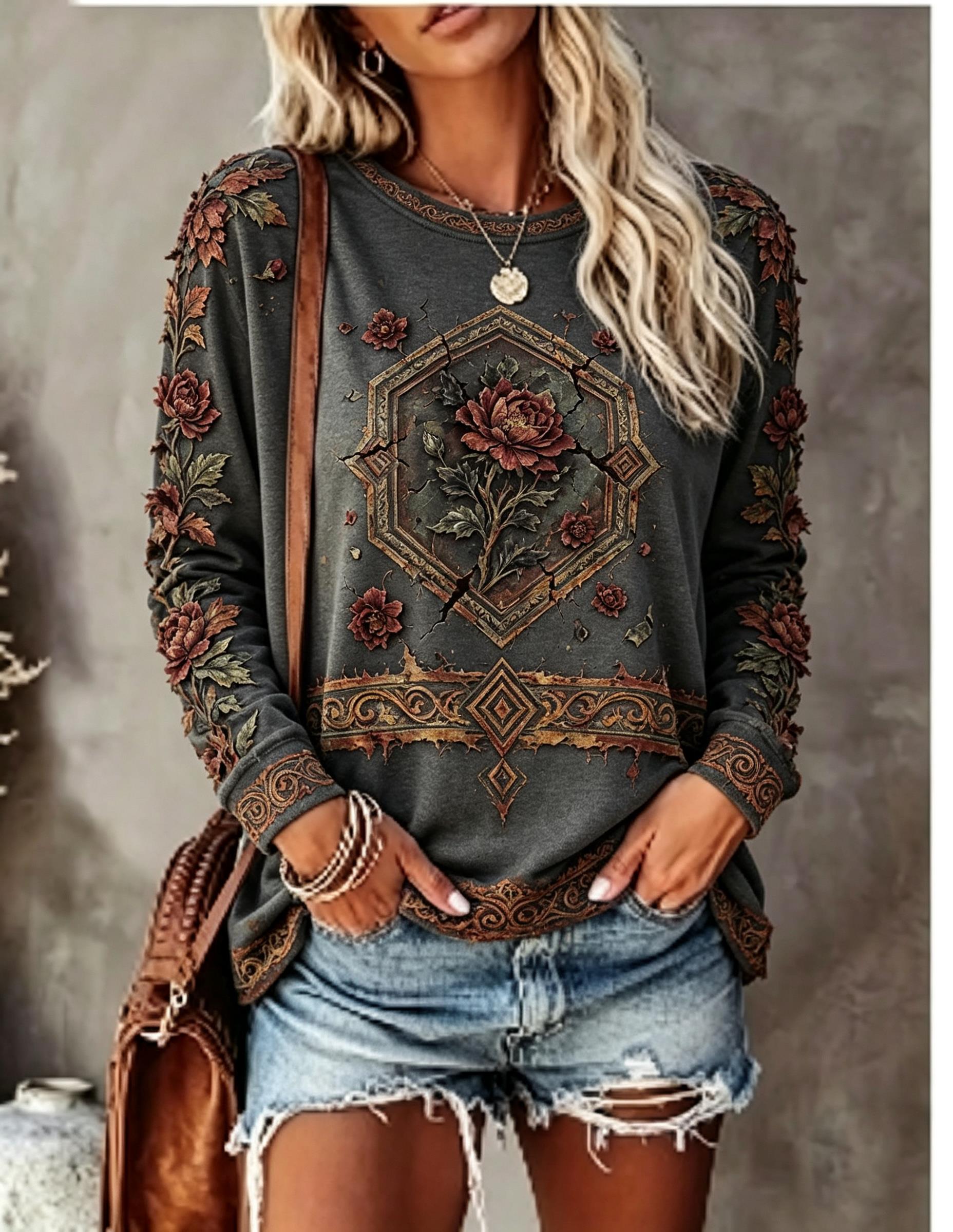 T-shirt à manches longues et c - Blouses avis et prix