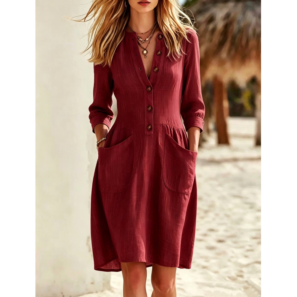 Robe chemise décontractée pour - Casual Loose Linen Shirt Dress avis et prix