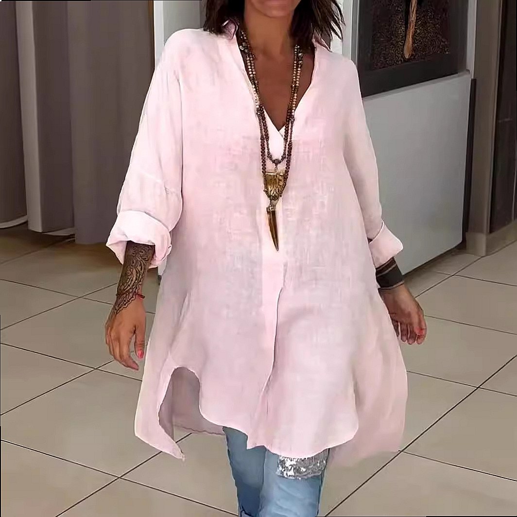Robe chemise en lin pour femme - Casual Loose Linen Shirt Dress avis et prix