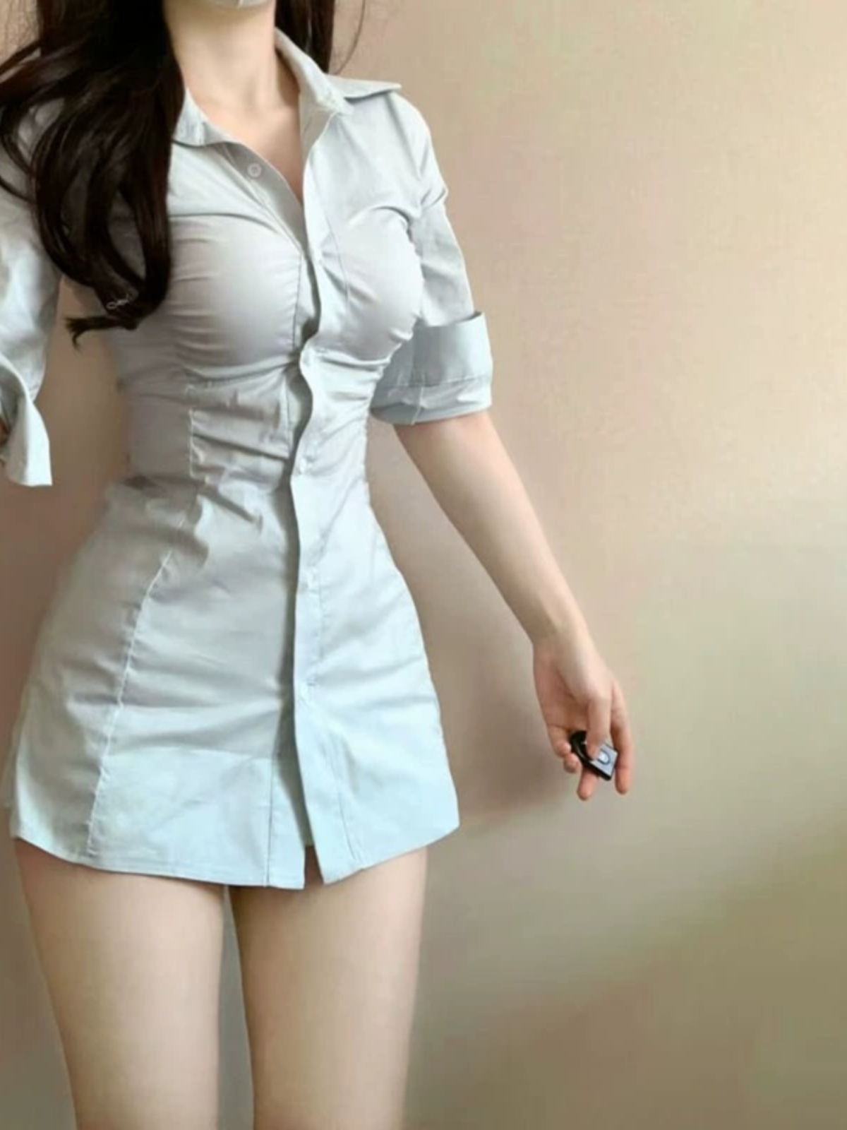 Robe chemise plissée sexy cint - Korean Style A Line Shirt Dress avis et prix