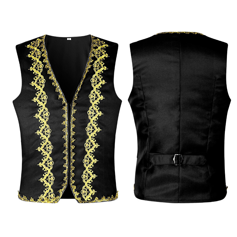 Gilet baroque brodé or médiéva - Tops avis et prix