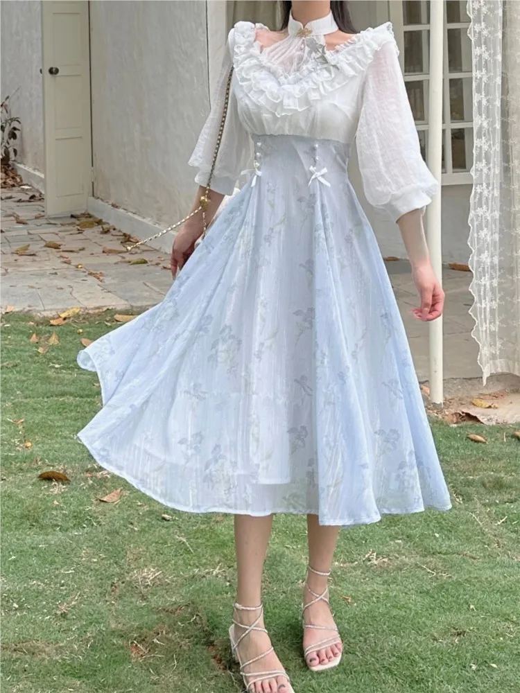 Elelgant femmes été français V - French Vintage Floral Midi Dress avis et prix