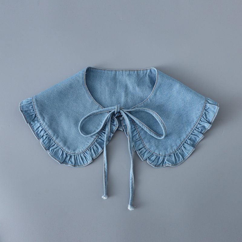 Collier à volants en jean bleu - Blouses avis et prix