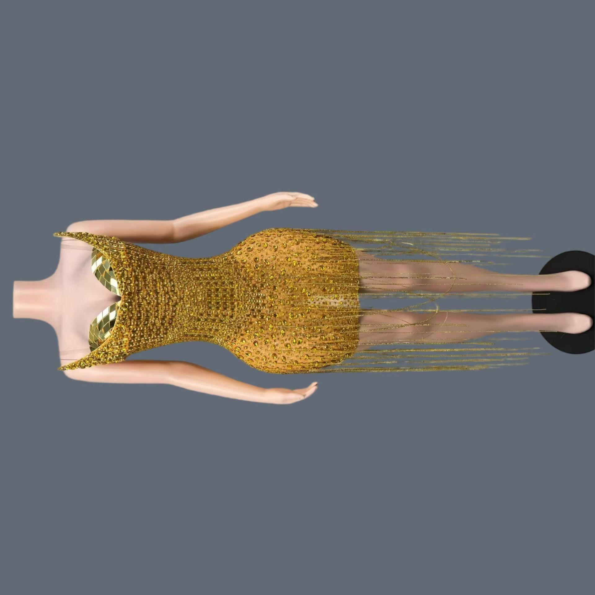 Robe de cocktail de luxe dorée - Sparkly Rhinestone Club Party Dress avis et prix