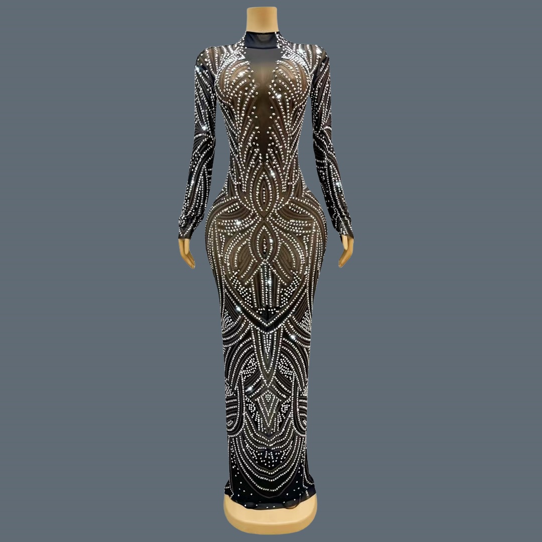 Robe de soirée noire, nouveau  - Sparkly Rhinestone Club Party Dress avis et prix