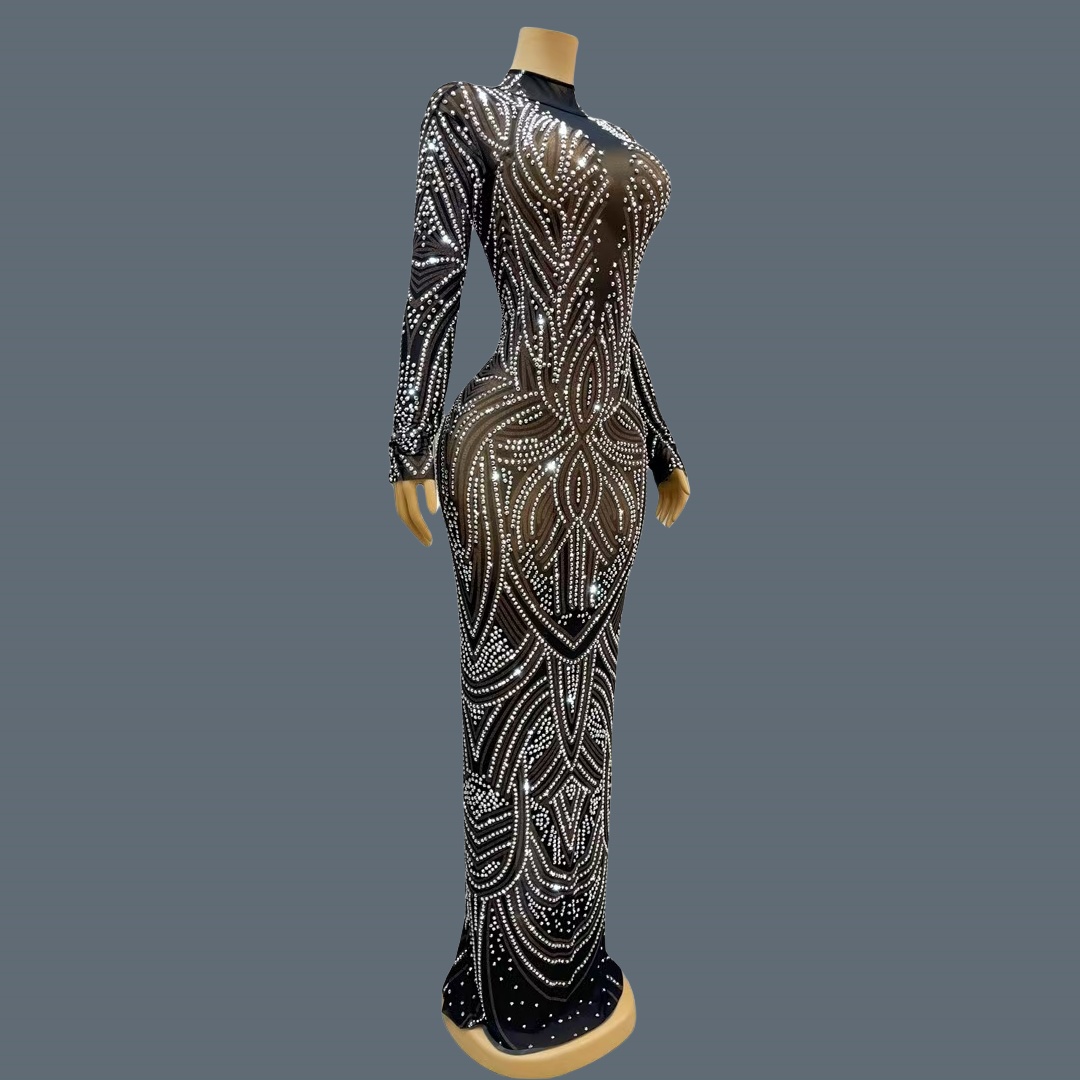 Robe de soirée noire, nouveau  - Sparkly Rhinestone Club Party Dress avis et prix