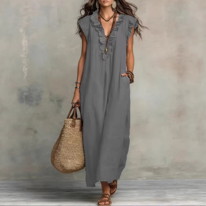 Robe longue maxi bohème à manc - Boho Summer Beach Maxi Dress avis et prix