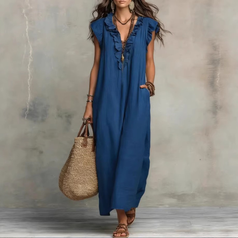 Robe longue maxi bohème à manc - Boho Summer Beach Maxi Dress avis et prix