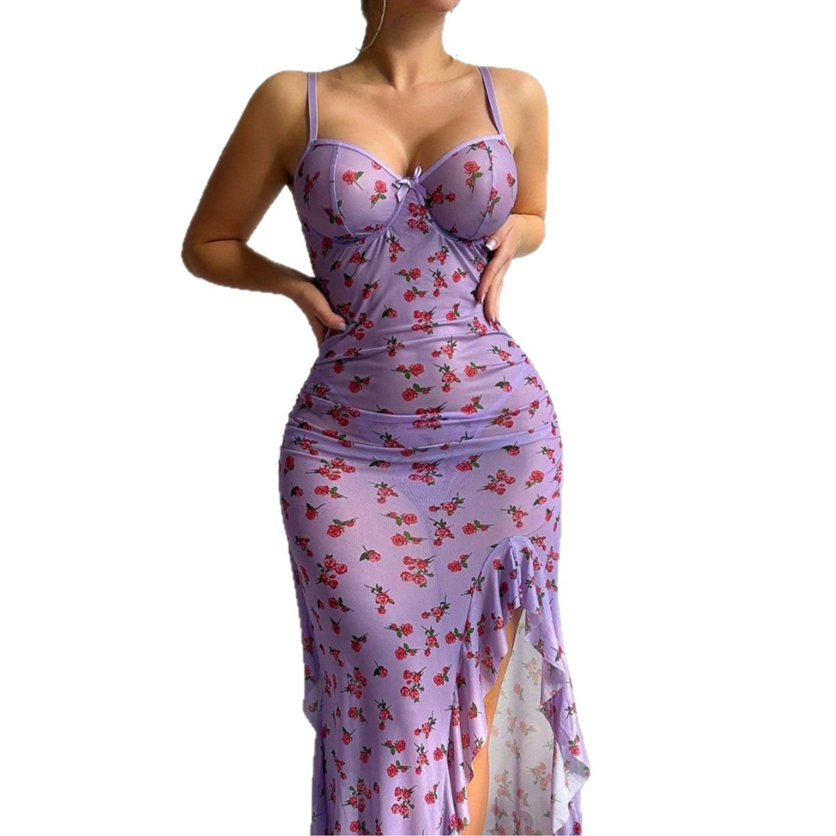Robe nuisette en maille transp - Sexy Mesh Sheer Bodycon Dress avis et prix